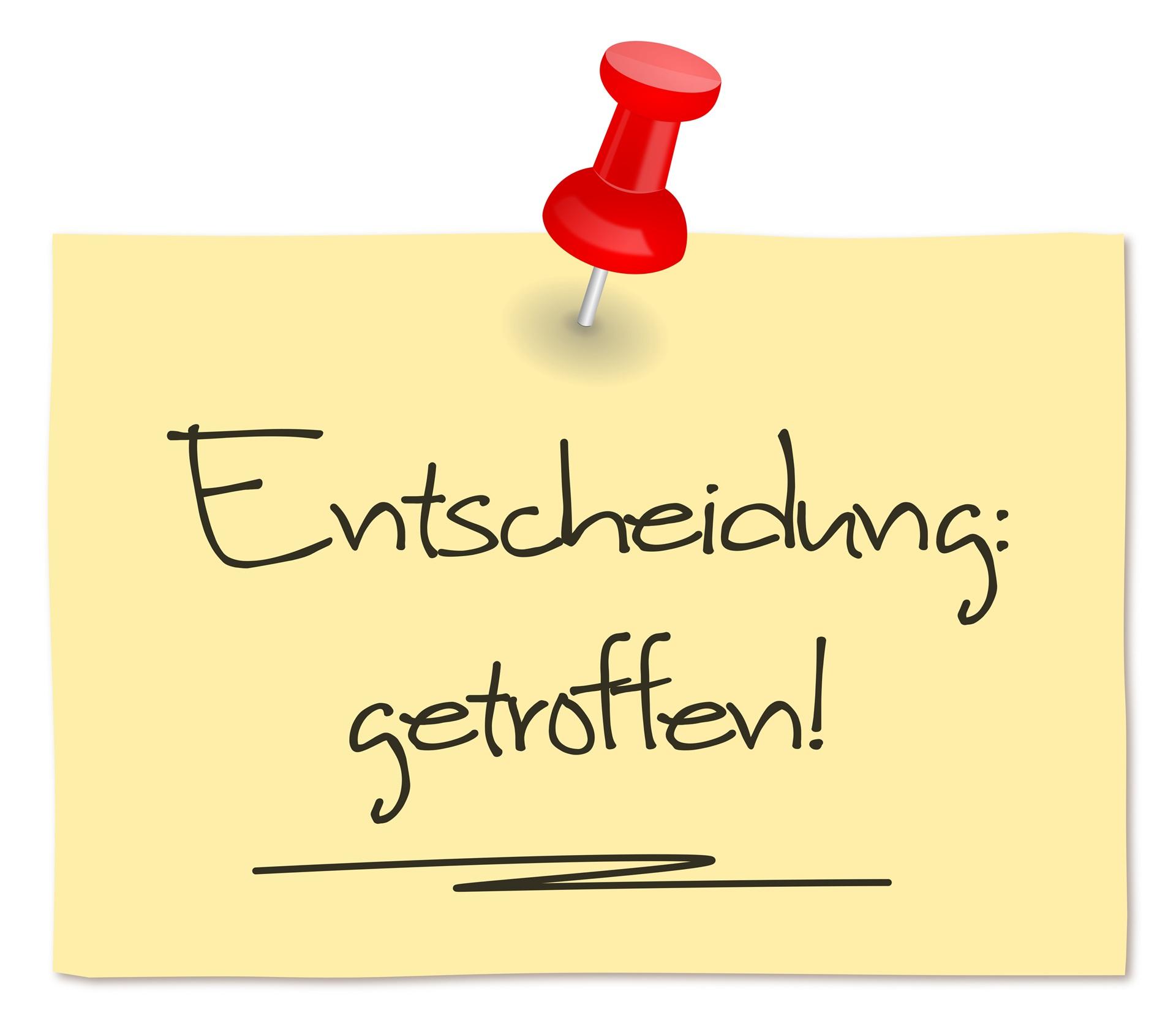 Getroffene Entscheidung als Notiz | Elfliq

